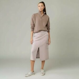 Athleta Cargo Midi Skirt Womens 14 Beige Brooklyn Heights High Rise‎ Lightweight